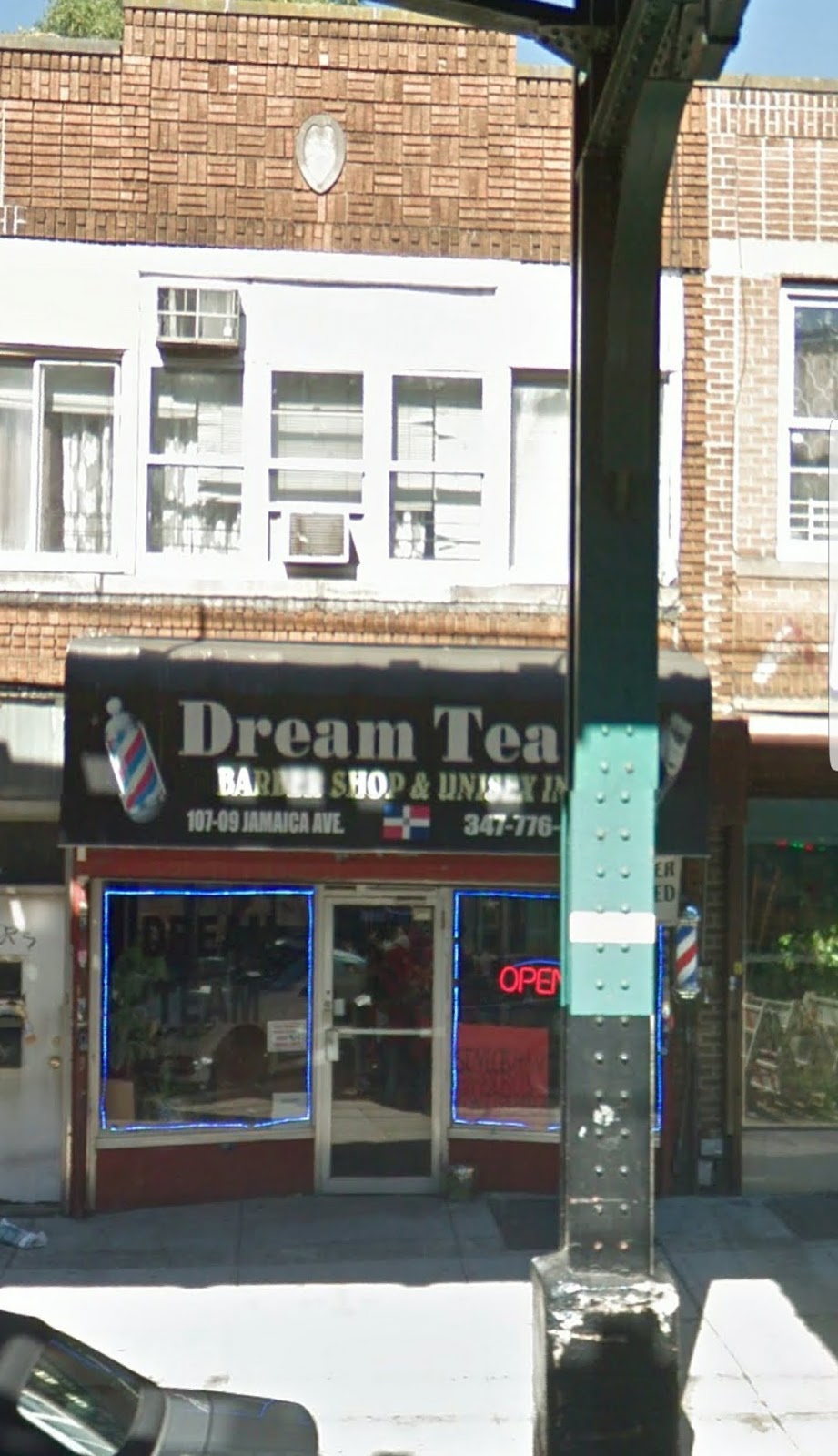 Dream Team Barber Shop storefront, 107-09 Jamaica Ave
